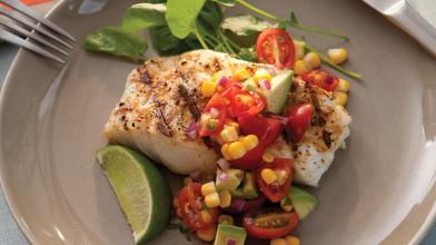 Cod With Avocado Corn Salsa Salad