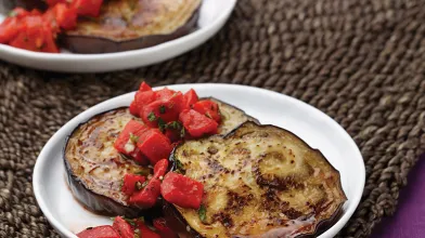Eggplant With Roasted Red Bell Pepper Relish