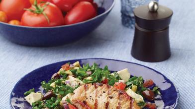 Grilled Pork With Tomato, Artichoke, And Kale Salsa