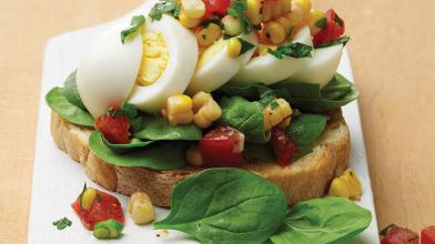 Open Face Egg & Spinach Salad Sandwich