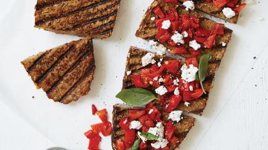 Open-Faced Grilled Pepper-Goat Cheese Sandwiches