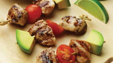 Turkey Kebabs with Avocado & Tomato