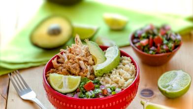 Brown Rice and Pinto Bean Bowl with Chicken and Pico de Gallo