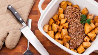 Pecan Crusted Turkey Tenderloin with Sweet Potatoes