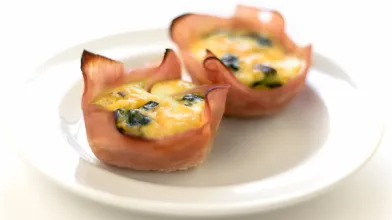 Spinach Mushroom Egg and Ham Cups