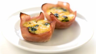 Spinach Mushroom Egg and Ham Cups