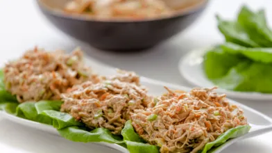 Teriyaki Creamy Chicken Salad in Lettuce Cups