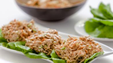 Teriyaki Creamy Chicken Salad in Lettuce Cups