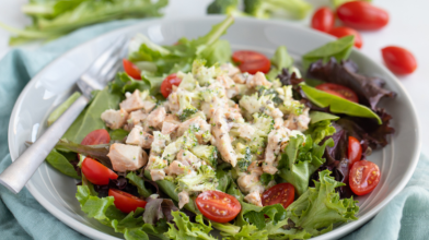 Creamy Chicken & Broccoli Basil Pesto Salad