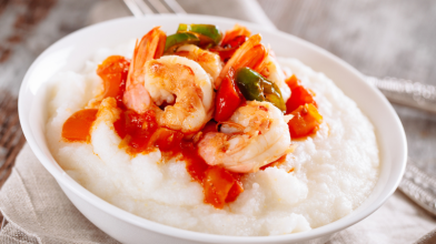 Shrimp Creole and Cauliflower Grits