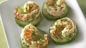 Garlic Shrimp on a Cucumber Flower