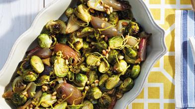 Chili-Roasted Shallots and Brussels Sprouts