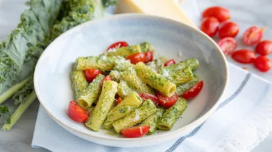 Kale Parmesan Pesto Rigatoni 