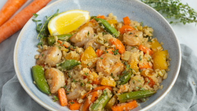 Lemon Thyme Shrimp Stir-Fry with Cauliflower Rice