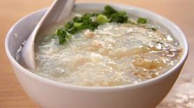 Brown Rice Congee with Stir-Fried Herbs