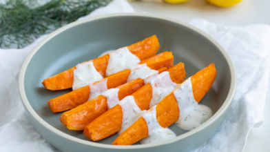 Roasted Sweet Potatoes with Lemon-Dill Yogurt Sauce