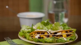 Black Bean, Mango and Chicken Quesadillas with Salad