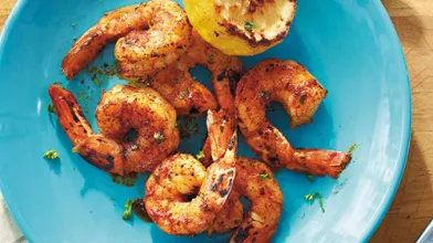 Spiced Shrimp With Grilled Lemon