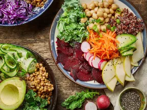 Delicious looking plates of plant-based meals