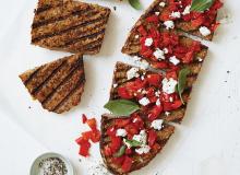 Open-Faced Grilled Pepper-Goat Cheese Sandwiches