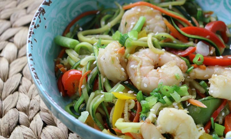 Zucchini & Shrimp Stir-Fry (Video)