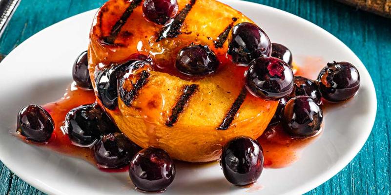 Grilled Peaches with Fresh Blueberry Compote