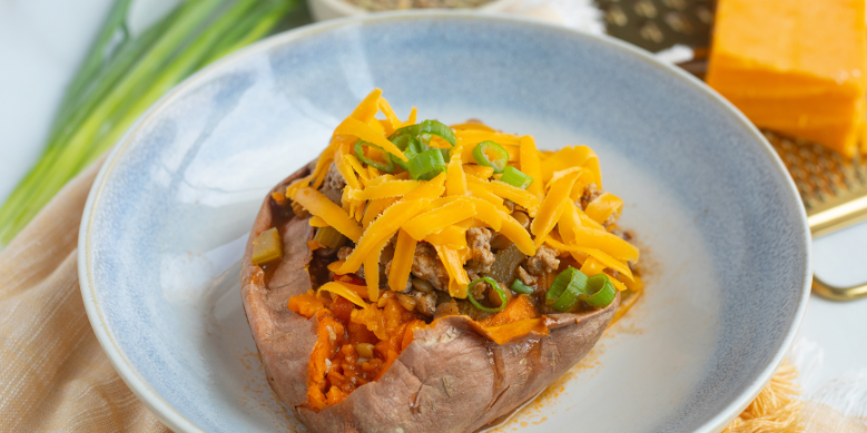 Turkey Chili Stuffed Sweet Potatoes