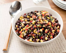 A bowl of black bean and corn salad for a diabetic diet