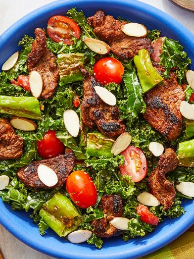 Spanish-Spiced Beef & Kale Salad with Creamy Saffron Dressing