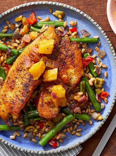 Spanish-Spiced Tilapia & Farro Salad