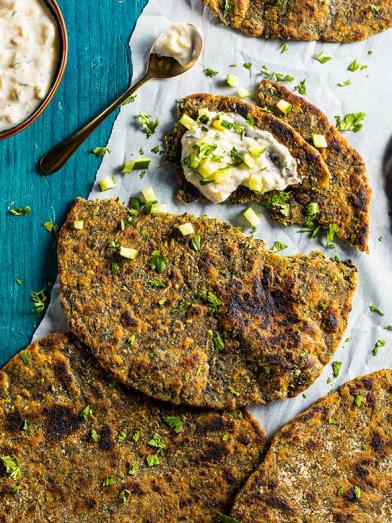 Whole-Wheat Spinach Parathas