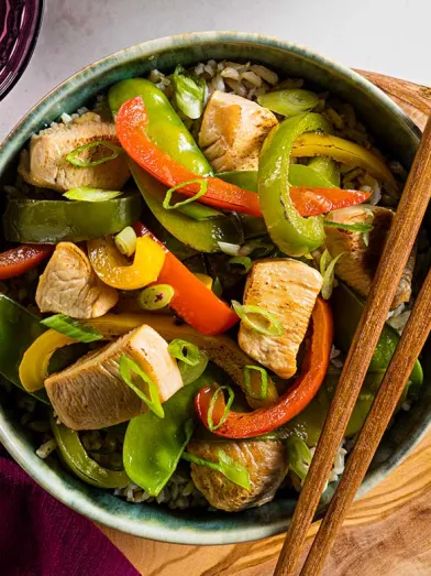 Chicken Stir-Fry with Snow Peas and Bell Pepper
