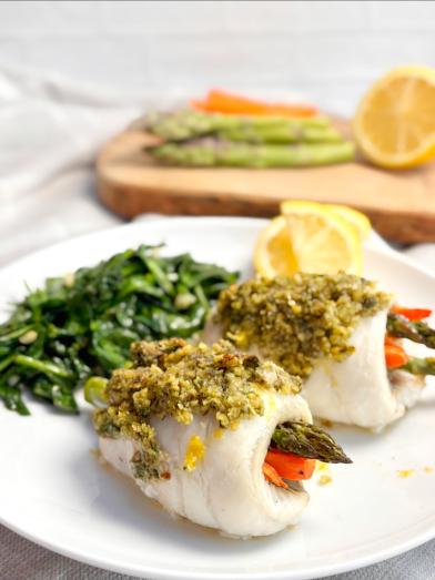 flounder and vegetable rolls