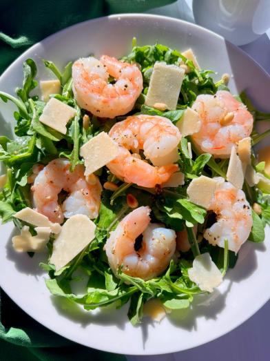 lemony arugula shrimp salad