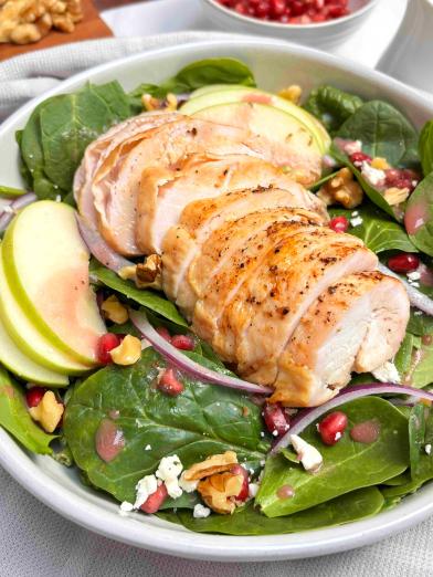 Roasted Chicken Salad with Apples and Pomegranate Dressing