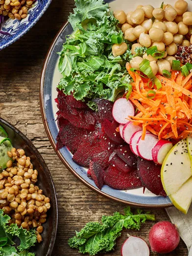 Delicious looking plates of plant-based meals