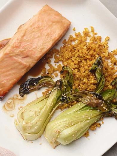 Sheet Pan Miso Salmon and Sesame Bok Choy