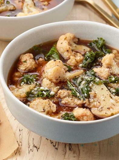 Zuppa Toscana with Cauliflower and Kale