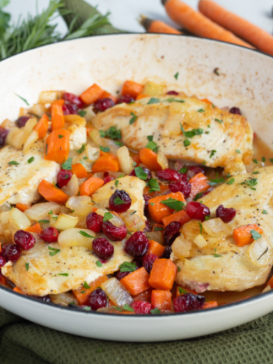 Roasted Chicken with Vegetables and Cranberries