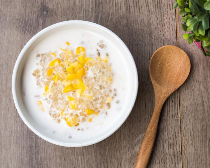 Almond Tapioca with Banana and Corn