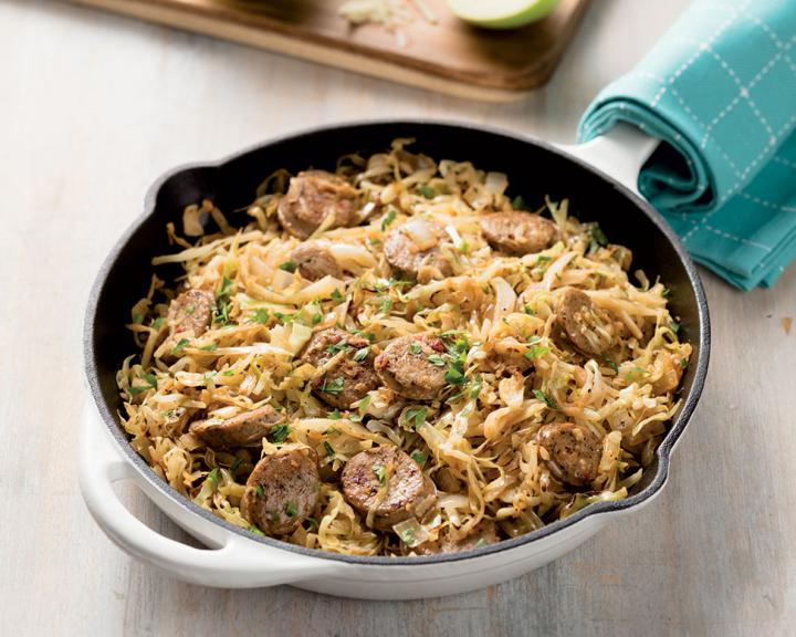 Budget-Friendly Chicken Sausage and Cabbage Skillet