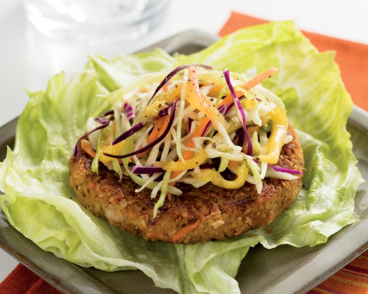 Budget-Friendly Veggie Burgers with Mango Slaw