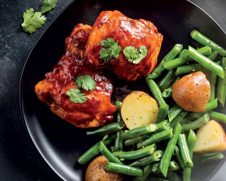 Smoky Pan Roasted Chicken with Potatoes and Beans
