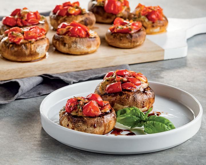 Bruschetta-Stuffed Mushrooms