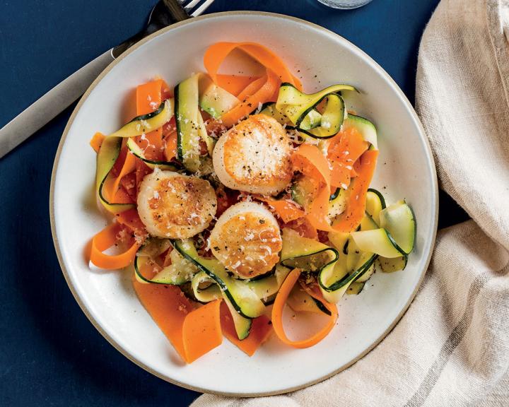 Pan-Seared Scallops with Vegetable Ribbons