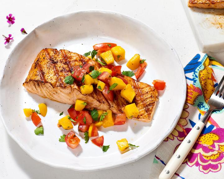 Grilled Salmon with Mango and Tomato Salsa