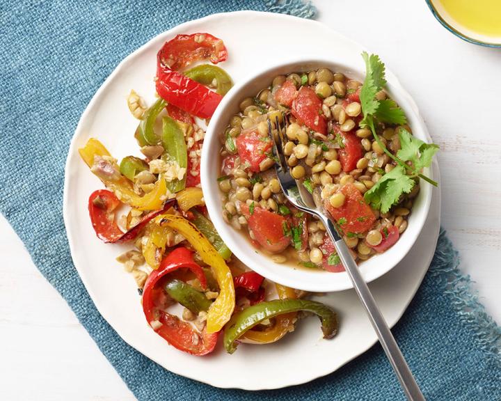 Moroccan Lentils with Stewed Tomatoes