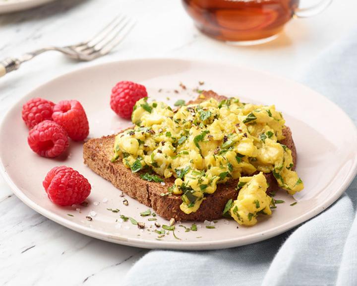 Herbed Soft Scrambled Eggs on Toast