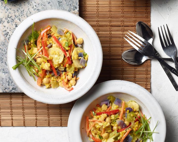 Instant Pot Coconut Curry Vegetable Rice Bowls