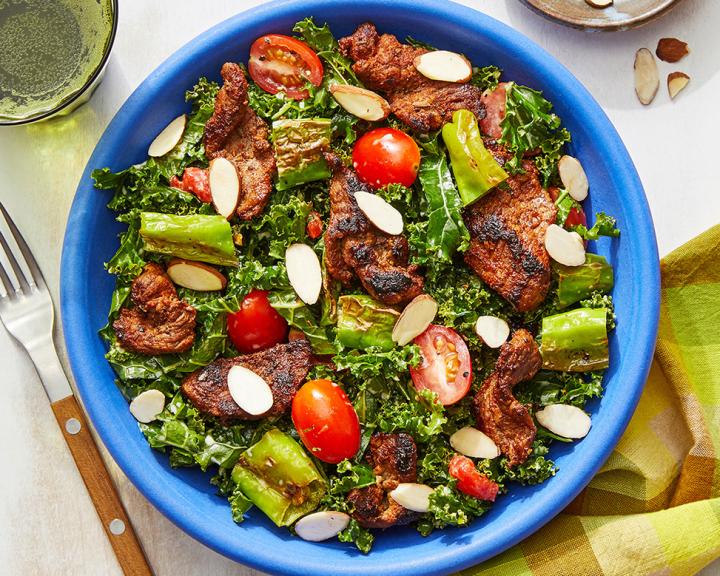 Spanish-Spiced Beef & Kale Salad with Creamy Saffron Dressing